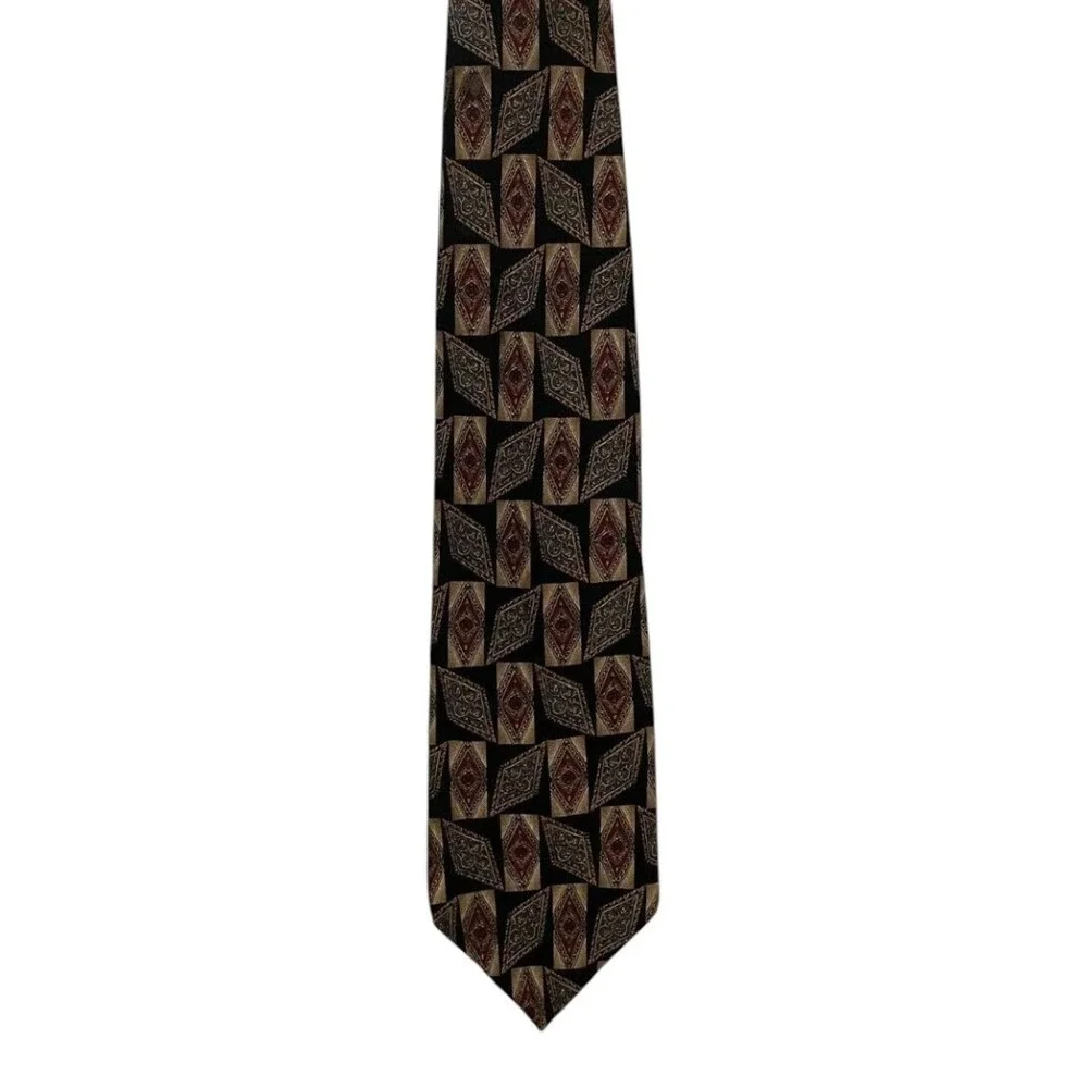 Etienne Aigner Men's Classic Neck Tie Black Diamond Retro Print 100% Silk